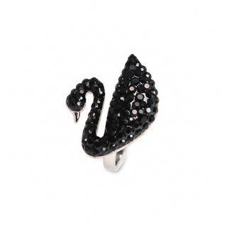Silver Swan Black Stone Ring