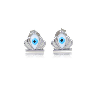 Silver Crown Evileye Stud Earrings
