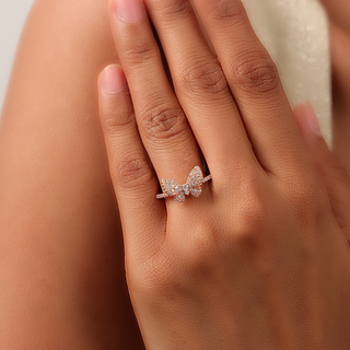 Rose Gold Butterfly Zircon Ring