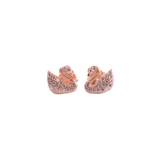 Rose Gold Zircon Swan Stud Earrings