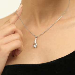 Silver Zircon Drop Pendant