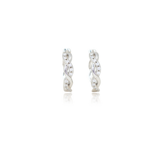 Silver Zircon Twinkling Huggie Earrings