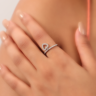 Silver Melting Heart  Ring
