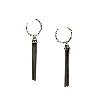 Oxidised Silver Loop Danglers