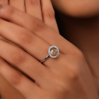 Silver Yellow Gemstone Spin Ring