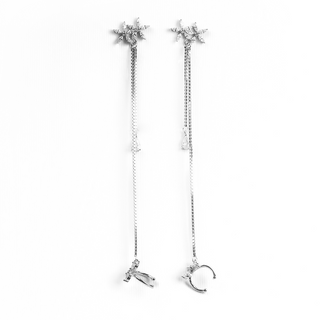 Silver Star Ear Cuff Earrings