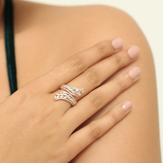 Silver Zircon Fronds Ring