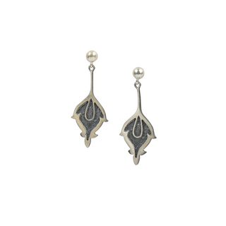 Silver Oxidised Breezy Dangling Earrings