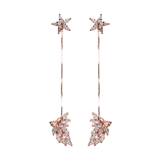 Rose Gold Star Chain Ear Cuff Earrings