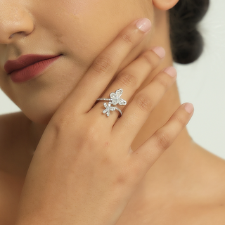 Silver Zircon Butterfly Ring