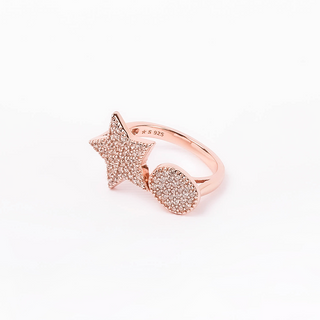 Rose Gold Star Moon Ring