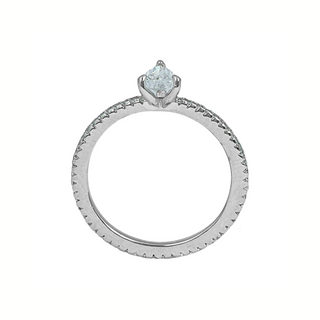 Silver Solitaire Pear Shaped Ring