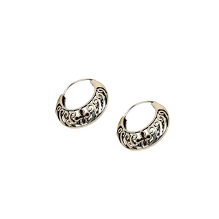 Oxidised Silver Impressions Hoops