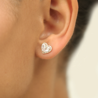 Rose Gold Studded Heart Earrings