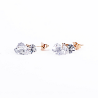 Silver Rose Gold Glass Bead Earrings