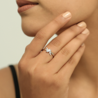 Silver Zircon Twist Ring