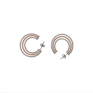 Silver Dual Tone Semi Hoop Earrings