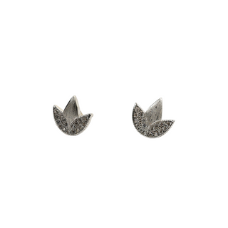 Silver Lotus Stud Earrings