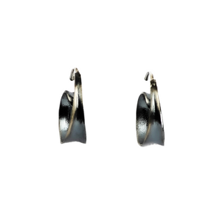 Silver Oxidised Snail Hoop Earrings