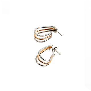 Silver Gold Trio Earrings