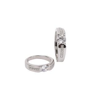 Silver Solitaire Timless Couple Ring
