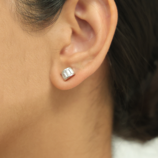 Silver Sparkling Stud Earrings