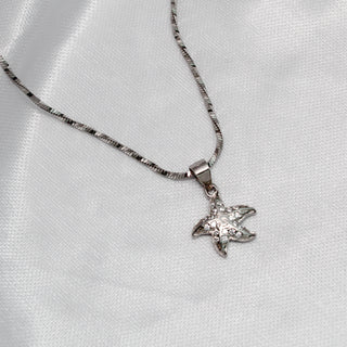 Silver Zircon Star Fish Pendant