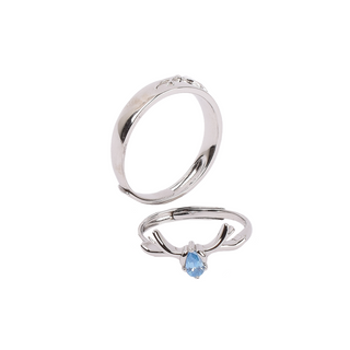 Silver Buckthorn Sky Blue Stone Couple Ring