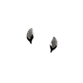 Silver Zircon Leaf Stud Earrings