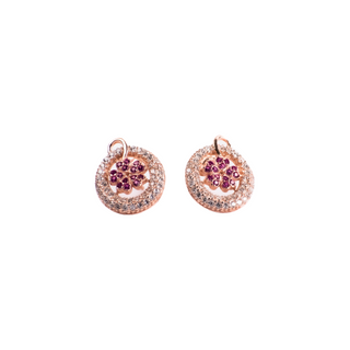 Rose Gold Zircon Halo Stud Earrings