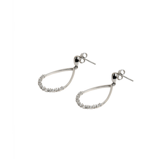 Silver Zircon Drops Hoops