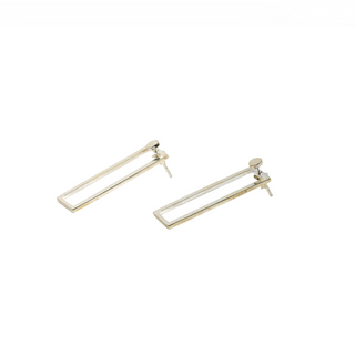 Silver Rectangle Stud Earrings