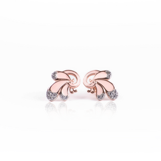 Rose Gold Peacock Feather Stud Earrings