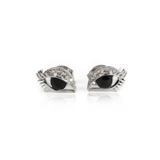 Silver Black Eye Stud Earrings