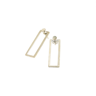 Silver Rectangle Stud Earrings