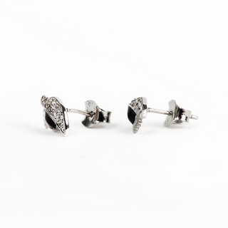 Silver Black Eye Stud Earrings