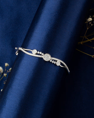 Silver Zircon Studded Elegance Kada