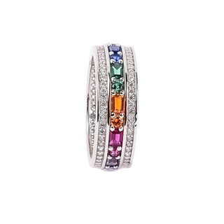Silver Shades of pink Zircon Studded Ring