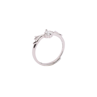 Silver Buckthorn White Stone Couple Ring