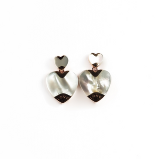 Silver Transparent Heart Pebble Earrings