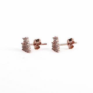Rose Gold Zircon Studded Heart Earrings