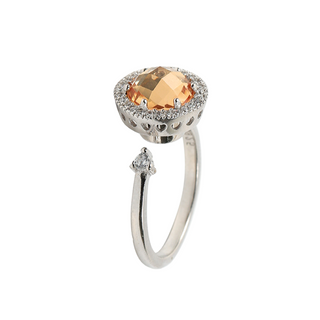 Silver Yellow Gemstone Spin Ring