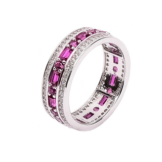 Silver Rani Pink Zircon Studded Ring