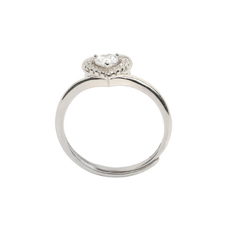 Silver Zircon Crown Heart Ring