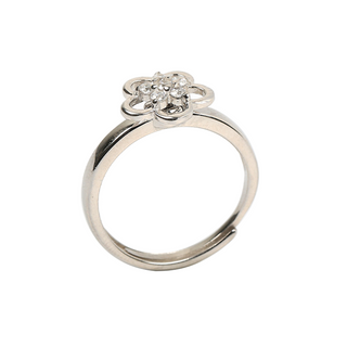 Silver Sober Flower Spin Ring