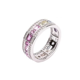 Silver Magenta Color Zircon Studded Ring