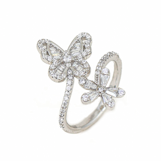 Silver Zircon Butterfly Ring