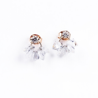 Silver Rose Gold Glass Bead Earrings