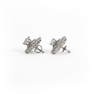 Silver Zircon Round Stud Earrings