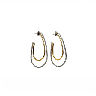 Silver Dual Tone Semi Oval Hoops